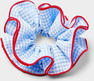 Simons Womens Large gingham ruffle scrunchie with contrast edging