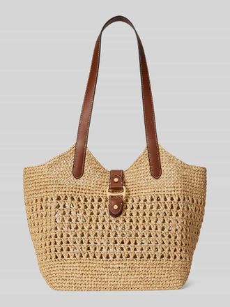 Lauren Ralph Lauren Shopper aus Stroh mit Lederbesatz in Beige, Gr&ouml;&szlig;e 1