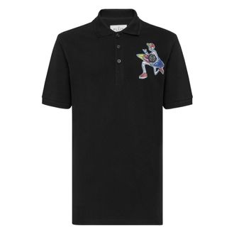 Philipp Plein Tops, Heren, Zwart, S, Katoen, Slim Fit Polo Shirt SS Hawaii