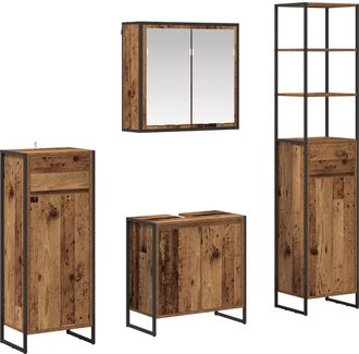 vidaXL Juego De Muebles De Ba&ntilde;o 4 Uds. Madera Vieja Vidaxl
