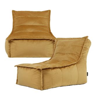 Icon Brand Dolce Large Beanbag Lounger, Velvet (2-Pack) in Yellow