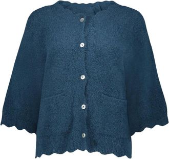 Geisha Cardigan met driekwart mouwen - Dames - Truien - Blauw - Maat: XL Wol
