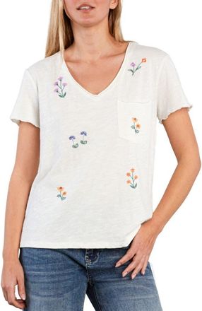 BILLY T Wildfloral Embroidered T-Shirt in White Flower at Nordstrom, Size X-Small