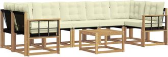vidaXL Conjunto De Sof&aacute;s De Exterior 8 Uds. Blanco Y Crema Vidaxl