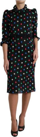 Dolce & Gabbana Midi Jurk - Dames - Casual kleedjes - Zwart - S - Katoen - Kleedjes