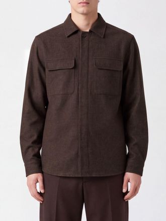 Eleventy Giacca a camicia in misto lana cotone e cashmere con tasche a toppa