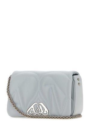 Alexander McQueen Womens Powder Blue Leather Small Seal Shoulder Bag Dust Borse A Tracolla