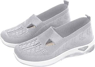 Generic Womens Comfort Walking Shoes, Woven Lightweight Breathable Orthopedic Sneakers with Soft Sole, Arch Support and Stretch Fit Grey