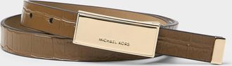 Michael Kors Michael Michael Kors - Womens Croc-texture leather thin belt