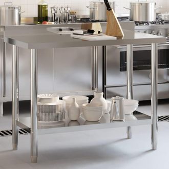 vidaXL Vidaxl - Mesa Trabajo Cocina Y Salpicadero Acero Inoxidable 110x55x93 Cm
