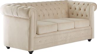 Vente-Unique Sof&aacute; cama 3 plazas de terciopelo beige CHESTERFIELD