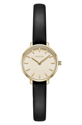 Breda Beverly Leather Strap Watch, 25mm in Gold at Nordstrom