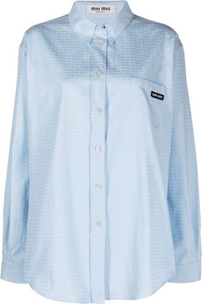 Miu Miu Logo-Print Cotton Shirt - Womens - Cotton