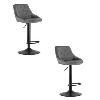 OEM Taburete Kast - Terciopelo Gris / Base Negra X 2