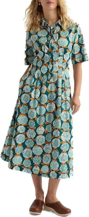 Seasalt Cornwall Wild Liquorice Organic Cotton Shirtdress in Painted Marigold Dark Wreckage at Nordstrom, Size 10 Us