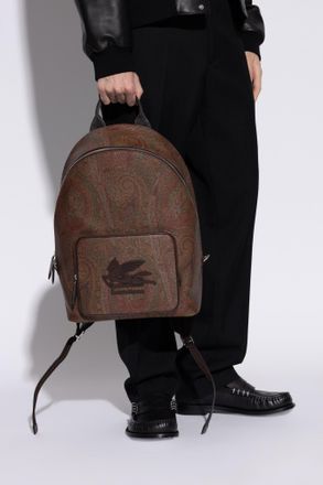 Etro Backpack With Logo, Mens, Brown