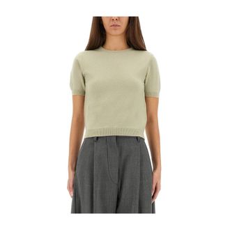 Maison Margiela Crewneck Knit Top - female - Maison Margiela - Round-neck Knitwear - Green - M - Knitwear