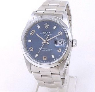 Rolex Pre-owned Rolex Oyster Perpetual Automatic Chronometer Blue Dial Mens Watch 15200