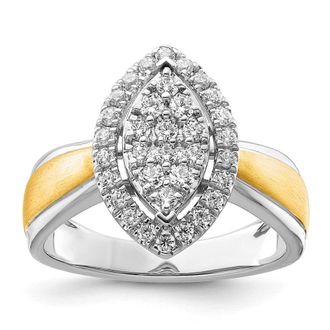 Diamond2Deal 14k Two-tone Lab Grown Diamond Engagement Ring 1/2Ct Clarity- VS Color- G-H