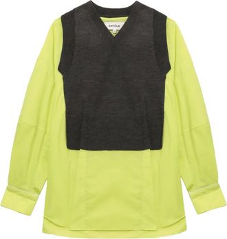 Enfold Blouse met V-hals en gelaagd effect - Zwart