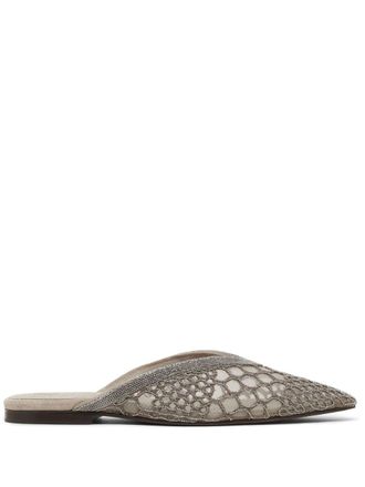 Brunello Cucinelli Mules con decorazione Monili - Marrone