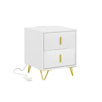 SoBuy Sobuy Mesilla De Noche Con 2 Cajones Blanco 40x40x47cm Moderno Fbt115-e-w