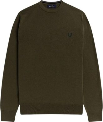 Fred Perry Klassieke trui met ronde hals - Heren - Ronde hals truien - Groen - L - Katoen - Truien & Vesten
