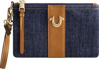 True Religion Horseshoe Denim Wristlet Pouch in Dark Denim at Nordstrom