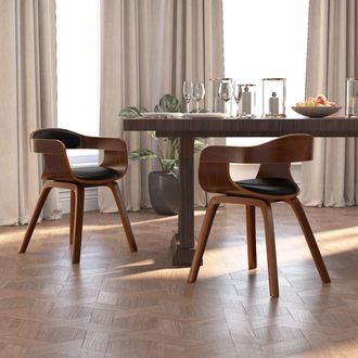 vidaXL Vidaxl - Sillas De Comedor 2 Uds Madera Curvada Y Cuero Sint&eacute;tico Negro