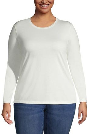 Lands End Supima Cotton Long Sleeve Crewneck T-Shirt in Ivory at Nordstrom, Size 2X