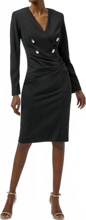 Joseph Ribkoff Aux Wrap Long Sleeves Midi Sheath Dress In Black