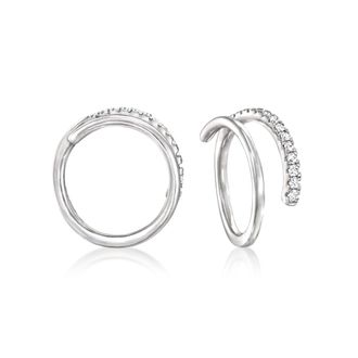 RS Pure by Ross-Simons Diamond Spiral Hoop Earrings in Sterling Silver