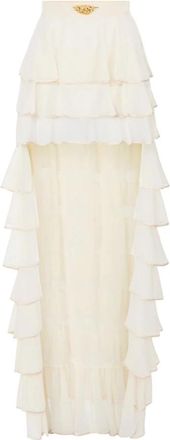 Elisabetta Franchi Georgette Rok - Dames - Korte rokken - Beige - XS - Satijn - Rokken