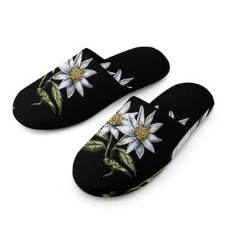 Generic Edelweiss Flower with Leaves Mens House Slippers Slip Indoor Slipper On Shoes Warm Outdoor