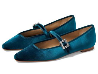 Badgley Mischka Brystol Womens Flat Shoes Dark Teal : 10 M, Leather/Silk