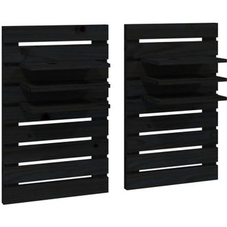 vidaXL Vidaxl - Estantes Mesitas De Pared 2 Uds Madera Maciza De Pino Negro
