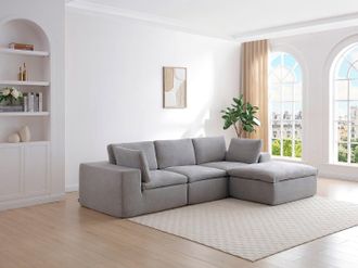 Vente-Unique Divano angolare modulabile in tessuto grigio - CORTOLINE