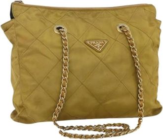 Prada Pre-owned Shoulder Bags, female, Beige, Size: ONE SIZE Pre-owned Vintage Nylon Shoulder Bag