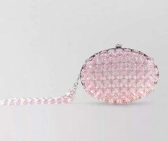 Self Portrait crystal chain satin mini clutch bag