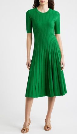 Elie Tahari The Wanda Fit & Flare Sweater Dress in Green Lark at Nordstrom, Size X-Large