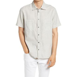 Billy Reid Tuscumbia Short Sleeve Cotton Button-Down Shirt in Natural at Nordstrom, Size Large