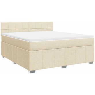 vidaXL Cama Box Spring Con Colch&oacute;n Tela Color Crema 180x200 Cm Vidaxl