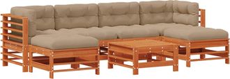 vidaXL Conjunto De Sof&aacute;s De Jard&iacute;n 7 Uds. Marr&oacute;n Cera Vidaxl