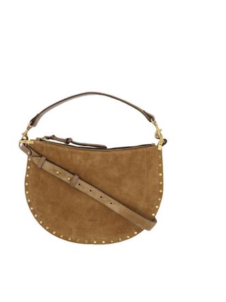 Isabel Marant Crescent-Shaped Brown Suede Bag With Gold Accents