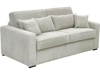Vente-Unique Sof&aacute; cama de 4 plazas de apertura r&aacute;pida de tela crema - Cama 160 cm - Colch&oacute;n de 18 cm - MONDOVI