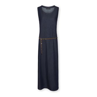 Elena Miro Mouwloze Chambray Jurk - Dames - Casual kleedjes - Blauw - 4XL - Katoen - Kleedjes