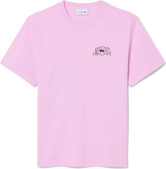 Lacoste Bedrukt Katoenen T-shirt - Heren - T-shirts - Roze - XL - Katoen - Tops