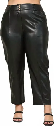 Fate Faux Leather Banding Pants - Plus In Black