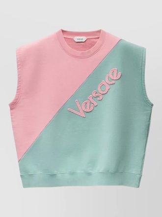 Versace short sleeve cotton jersey crew sweatshirt