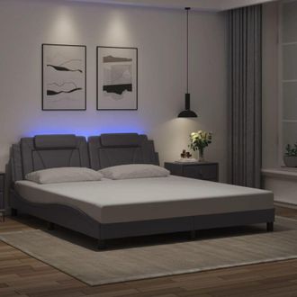 vidaXL Giroletto con Luci led Grigio 180x200 cm in Similpelle - Vidaxl